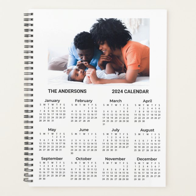 Agenda Adicionar seu Calendário de Foto da Família 2024 | (Frente)