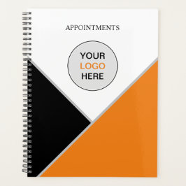 Agenda Adicione seu logotipo Laranja Livro Branco Preto