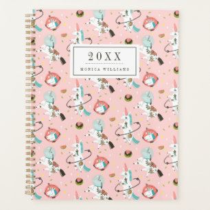 Agenda Adicione seu nome/ano Unicórnios No Padrão Espac