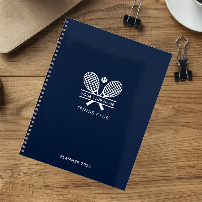 Agenda Adicione seu nome de clube Tênis Rackets Marinho A (Your Country Club Tennis Team Navy Blue Annual Planner)