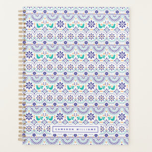 Agenda Adicione seu nome Padrão de Arte Folk do Azulej