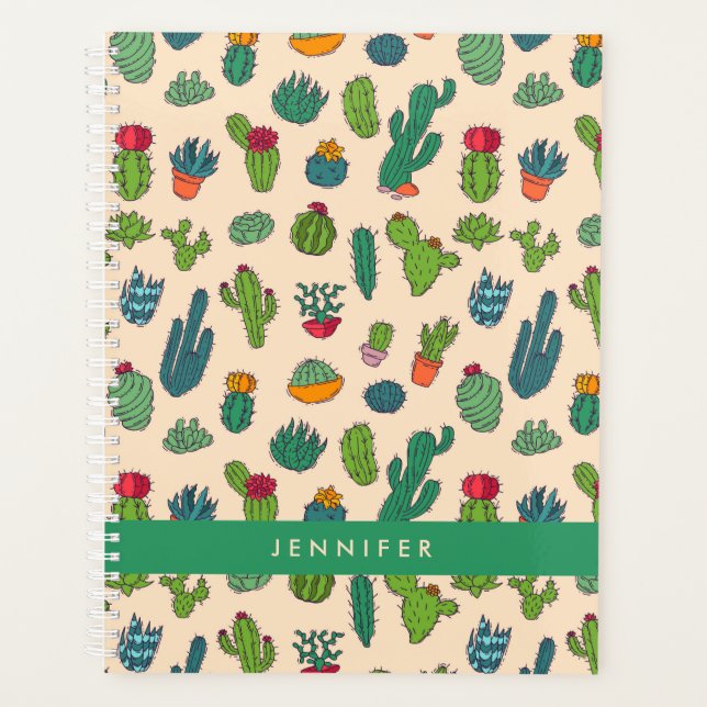 Agenda Adicione seu nome | Padrão De Pé De Cactus Cute (Frente)