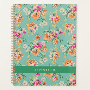Agenda Adicione seu nome Padrão Floral De Desenho Bril