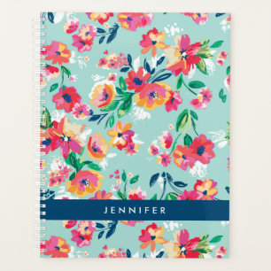 Agenda Adicione seu nome Padrão Pintado De Flores