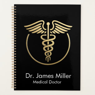Agenda Adicione seu nome Símbolo de Cadubo Médico Dourado