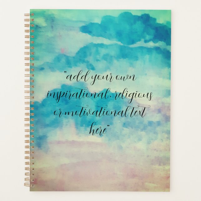 Agenda Adicione Seu Texto Aquarela Belos Céus Azuis (Frente)