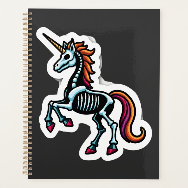 Agenda Adoradores de Unicórnio Esqueleto Engraçado Fantas (Frente)