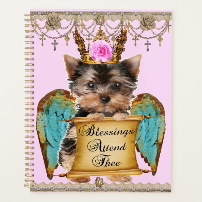 Agenda Adorável Chique Yorkie Angel Puppy Dog (Frente)