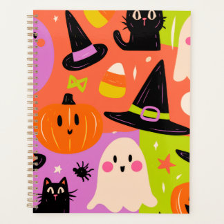 Agenda Adorável Doodle de Halloween - Gato Abóbora Fantas