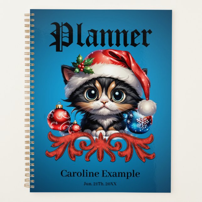 Agenda Adorável gatinho de Natal. (Frente)