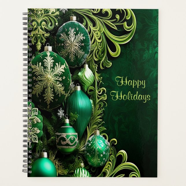 Agenda Adornos Decorativos Verdes Feriado (Frente)