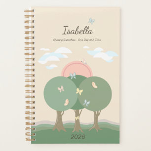 Agenda Afirmativa de Borboleta Personalizada Pastel