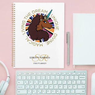 Agenda Afro Unicórnio Vivendo o Sonho Design