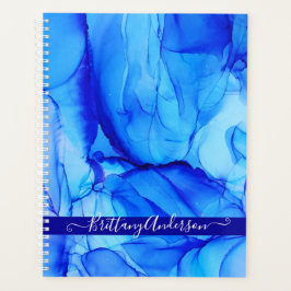 Agenda Ágata Azul Abstrato Arte Índigo Única Empresarial