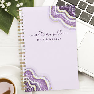 Agenda Ágata Personalizada com Brilho Roxo para Negócios