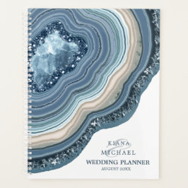Agenda Agate Geode Glitter Wedding Planos Dusty Blue ID64