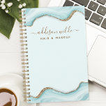 Agenda Agato de mármore azul com brilho Dourado personali<br><div class="desc">Elevem seu negócio de beleza com este planejador luxuoso, com um design de agata azul mesmerizante acentuado com brilho dourado. O elegante padrão de mármore adiciona um toque de sofisticação, enquanto o nome personalizável ou a opção de logotipo o torna exclusivamente seu. Mantenha-se organizado e inspirado neste planejador adaptado aos...</div>