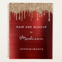 Agendamento Vermelho com Brilho Dourado Chic