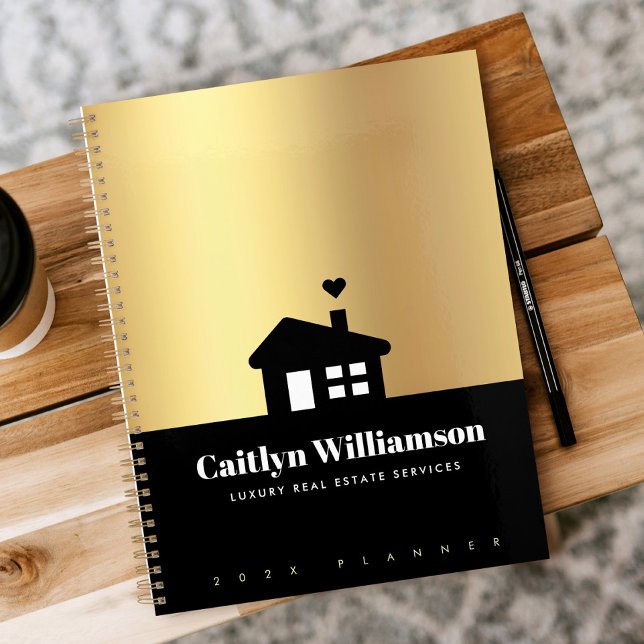 Agenda Agente Dourado Imobiliário Preto House Modern (Criador carregado)