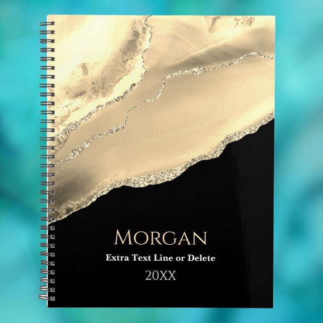 Agenda Agitar e Diminuir Dourado, Nome e Linha de Texto e (Criador carregado)