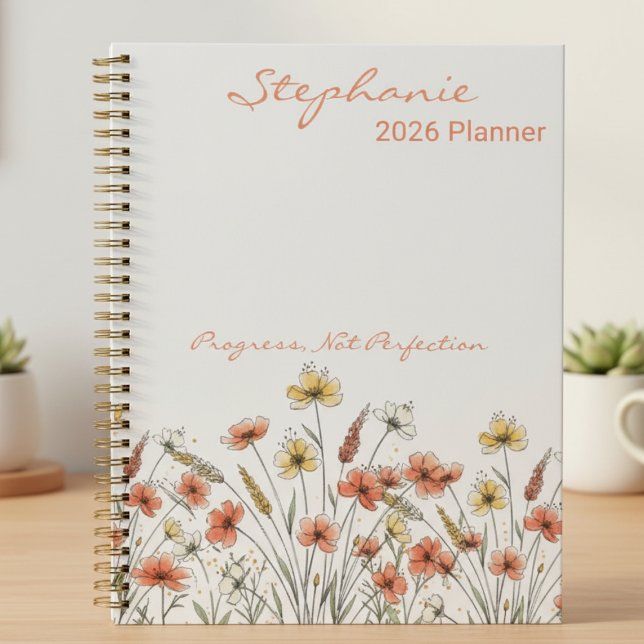 Agenda Agradecimento ao Professor Floral Botânico de Flor (Inspirational Wildflower Progress Planner)