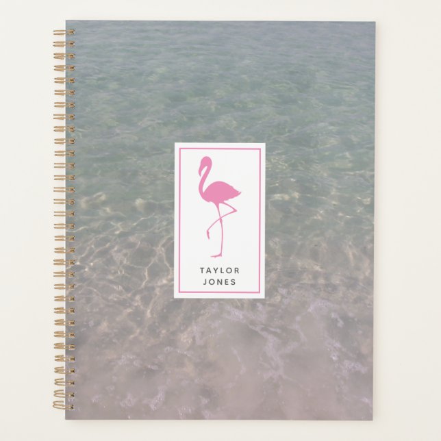 Agenda Água Flamingo Rosa Personalizada (Frente)