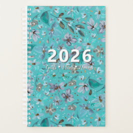 Agenda Água-forte Floral Azul Menta Mágica 2026 Personali