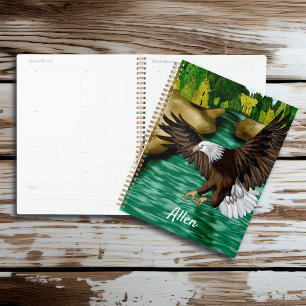 Agenda Águia voando sobre rio e montanhas personalizadas