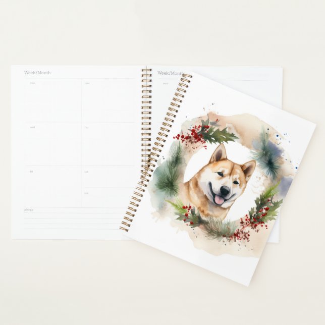 Agenda Akita Christmas Wreath Festivo Pup (Exibição)