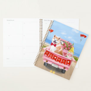 Agenda Akita Dog Dia de os namorados Truck Hearts