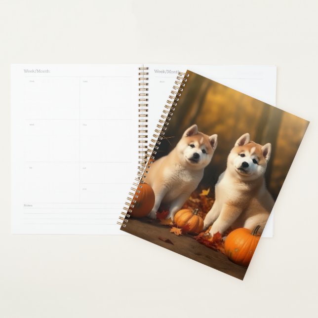 Agenda Akita Puppy Autumn Delight Pumpkin (Exibição)