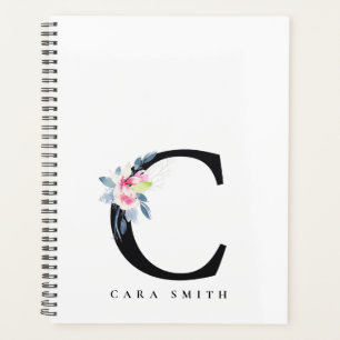 AGENDA ALFABETES FLORAIS AZUIS SUAVES LOMBAS LETAS C