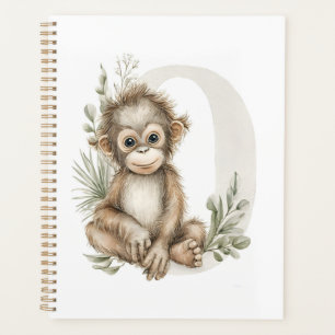 Agenda Alfabeto de animais bebês em aquarela fofa Orangot