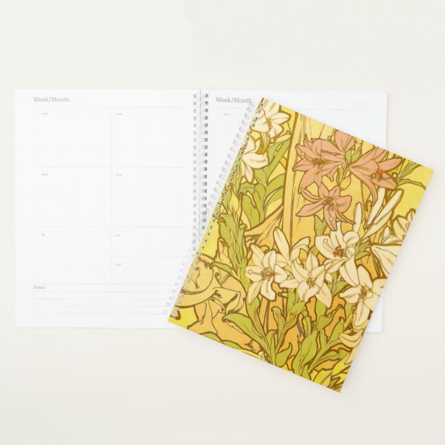 Agenda Alfonse Mucha Art Nouveau Lily Flores (Exibição)