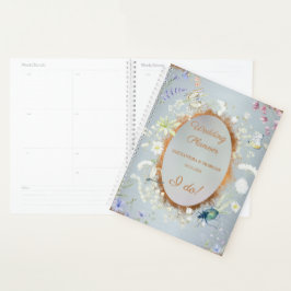 Agenda Algo Casamento de Flor Selvagem Elegante Azul