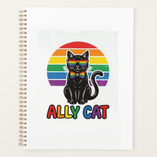 Agenda Ally Cat Arco-íris Orgulho Camisa de Gato Vintage 