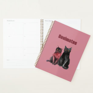 Agenda Almas Gêmeas de Gatos Pretos Vermelhos