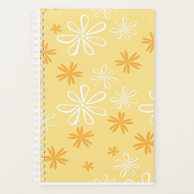 Agenda almofada de lançamento com padrão floral branco e  (Frente)