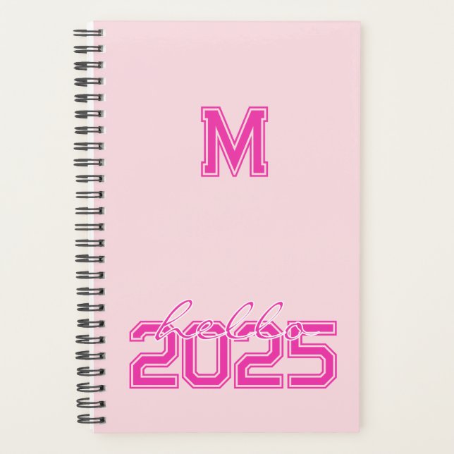 Agenda Alô, 2025, rosa monograma (Frente)