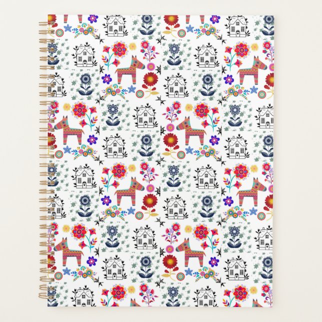 Agenda Alpaca Pinata com Casa Azul e Flores (Frente)