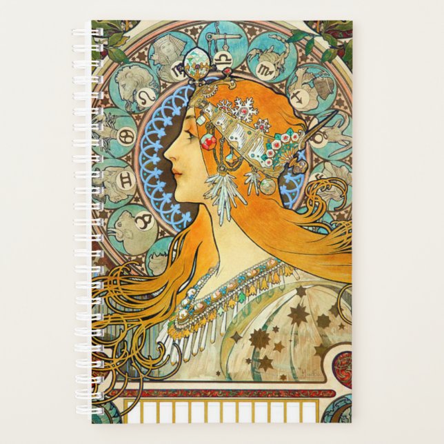 Agenda Alphonse Mucha Art Nouveau Zodiac (Frente)