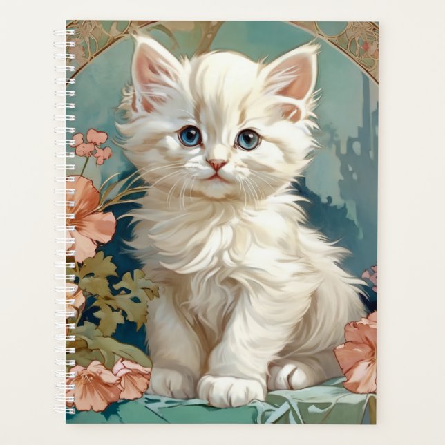 Agenda Alphonse Mucha Style White Cat (Frente)