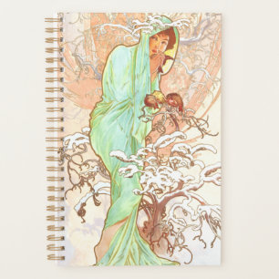 Agenda Alphonse Mucha Winter Vintage Art Nouveau Painting