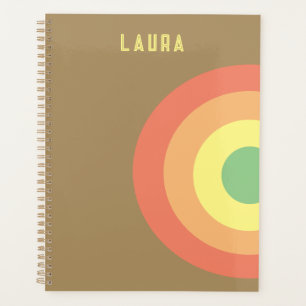 Agenda alvo personalizado rosa-arco-íris, mocha marrom
