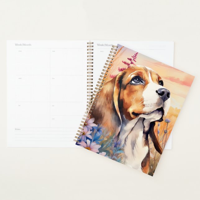 Agenda Amante de Cães Beagle com Prado de Flores Silvestr (Exibição)