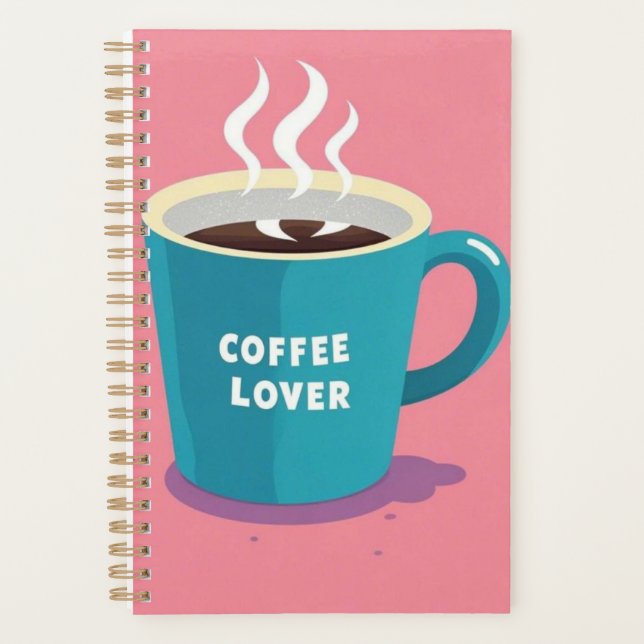Agenda Amante de café azul-rosa minimalista (Frente)