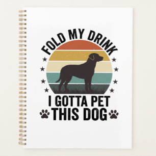 Agenda Amante de Cão Engraçado Vintage Dobre Minha Bebida