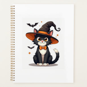 Agenda Amantes de Gatos Bruxas Chapéu em Gato Tuxedo Dia 