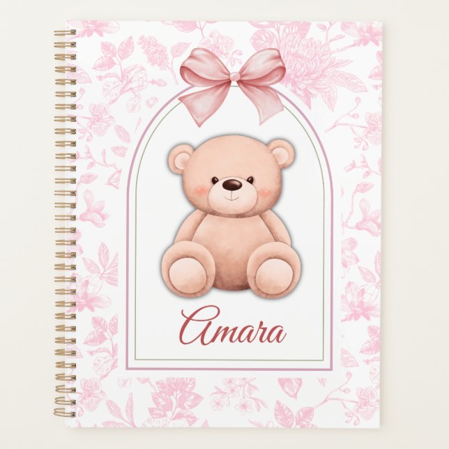 Agenda Amara | Design de Enfermeiro de Urso Rosa Personal (Frente)