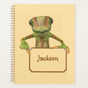 Agenda Amarelo Manteiga com Lagarto de Padrão Multicolori